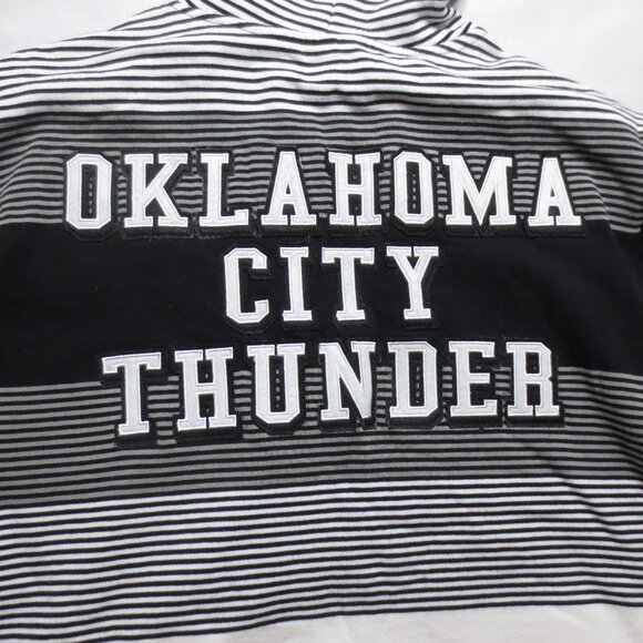 OKC THUNDER sweatshirt CREAM black RARE striped UNK hoodie SIZE L - Picture 1 of 14